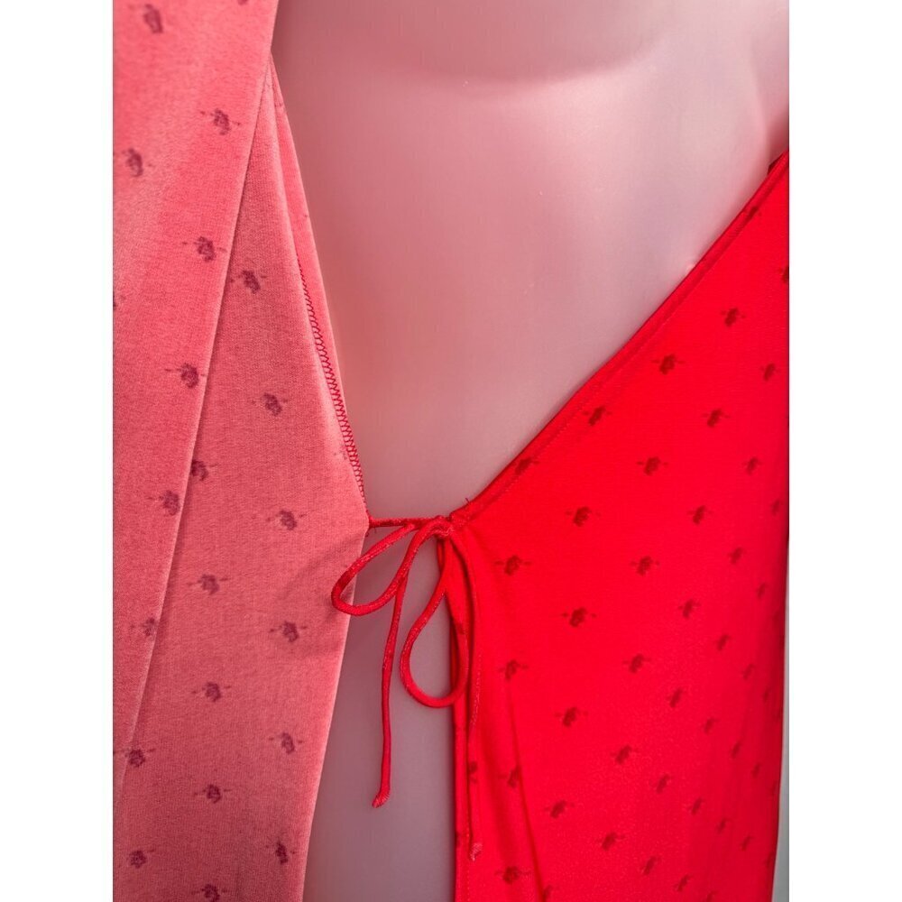 BCBGMAXAZRIA Adele Wrap Midi Dress V-Neck Size XS Lipstick Red Retro - Picture 12 of 12